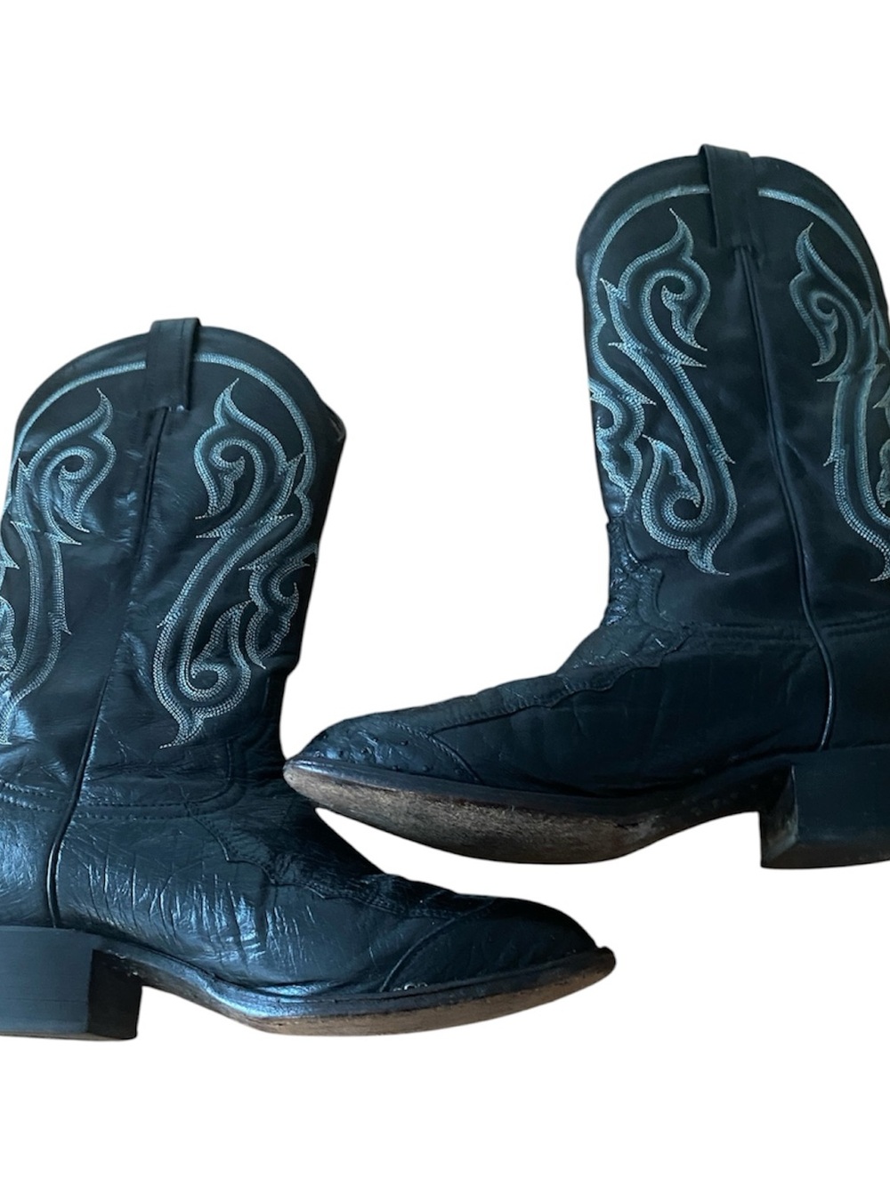Tony Lama Classic Men's Black Leather Western Cowboy Boot Made In USA